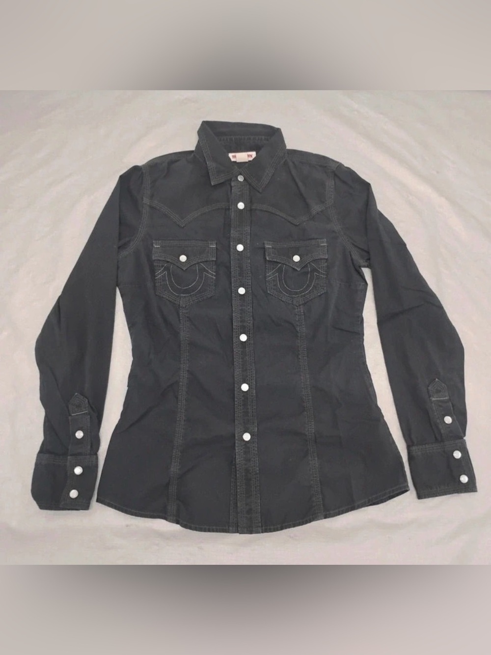True Religion Black Western Pearl Snap Shirt XS
